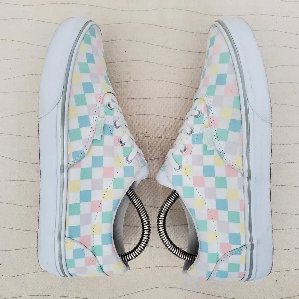 Vans Big Kids Missy Doheny Pastel Checkered Canvas Lace-Up Shoes Sneakers Sz 6